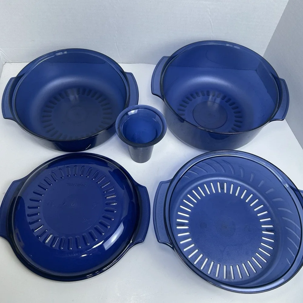Tupperware 3‎ QT Stack Cooker Microwave Steamer Blue Tupperwave 5 Piece Set